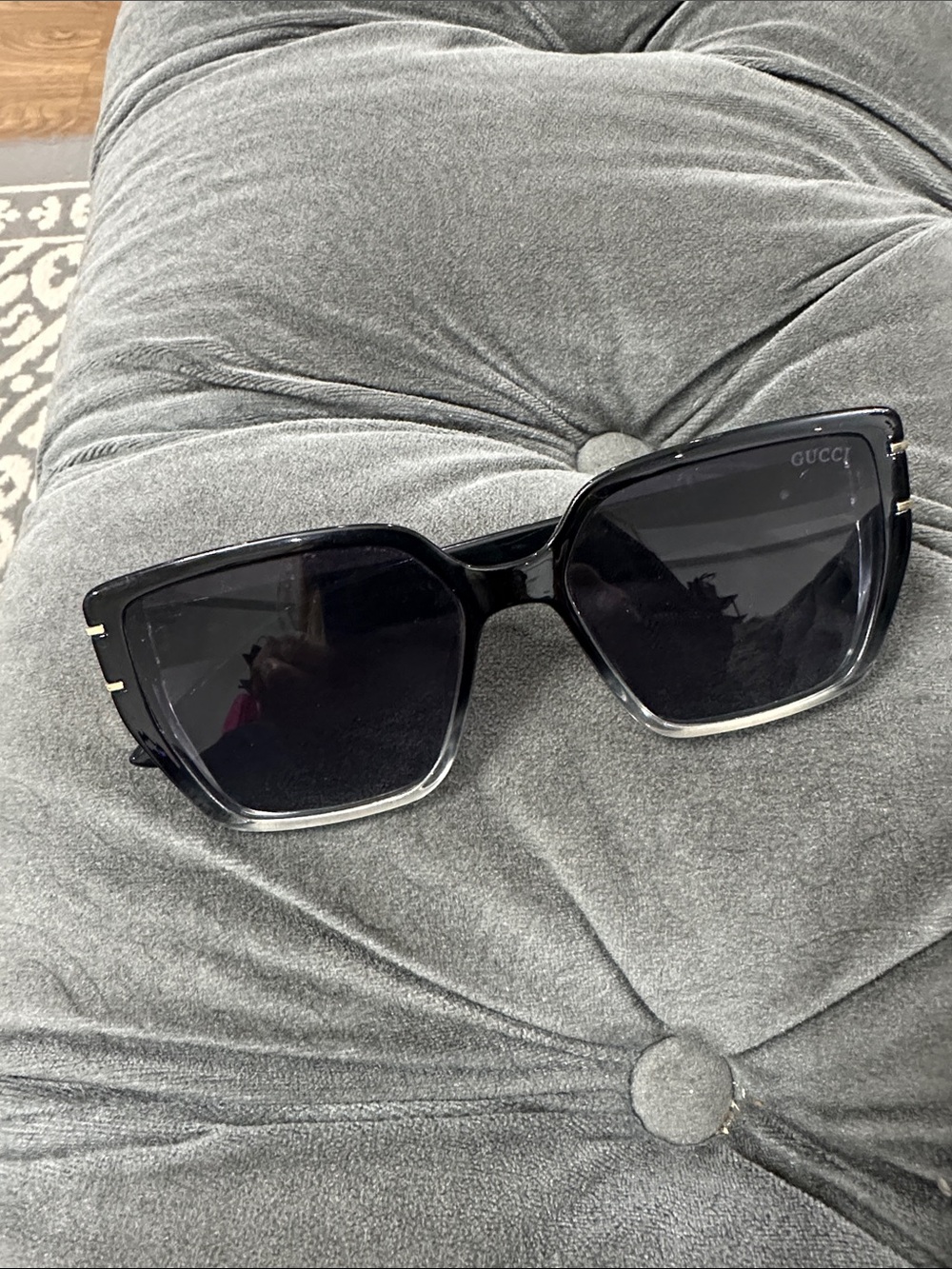 Gucci Black Gradient Oversized Square Sunglasses